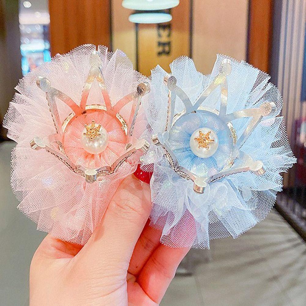 Lovely Sweet Zinc Zinc Alloy Rhinestone Gauze Tiara Crown Hair Clip Headwear Hair Accessory Girl Hairpin
