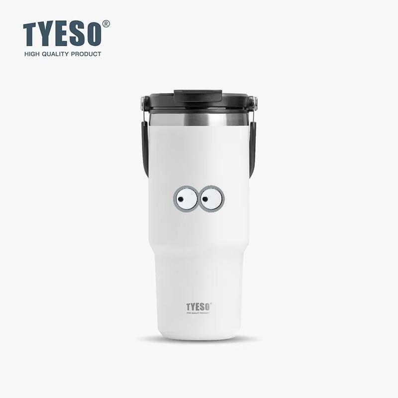 Tyeso 1050ML Big Capacity Travel Mug Vacuum Cup Stainless Steel Coffee Cup Cold Hot Double-layer Insulated Cup Tumbler with Eye Sticker