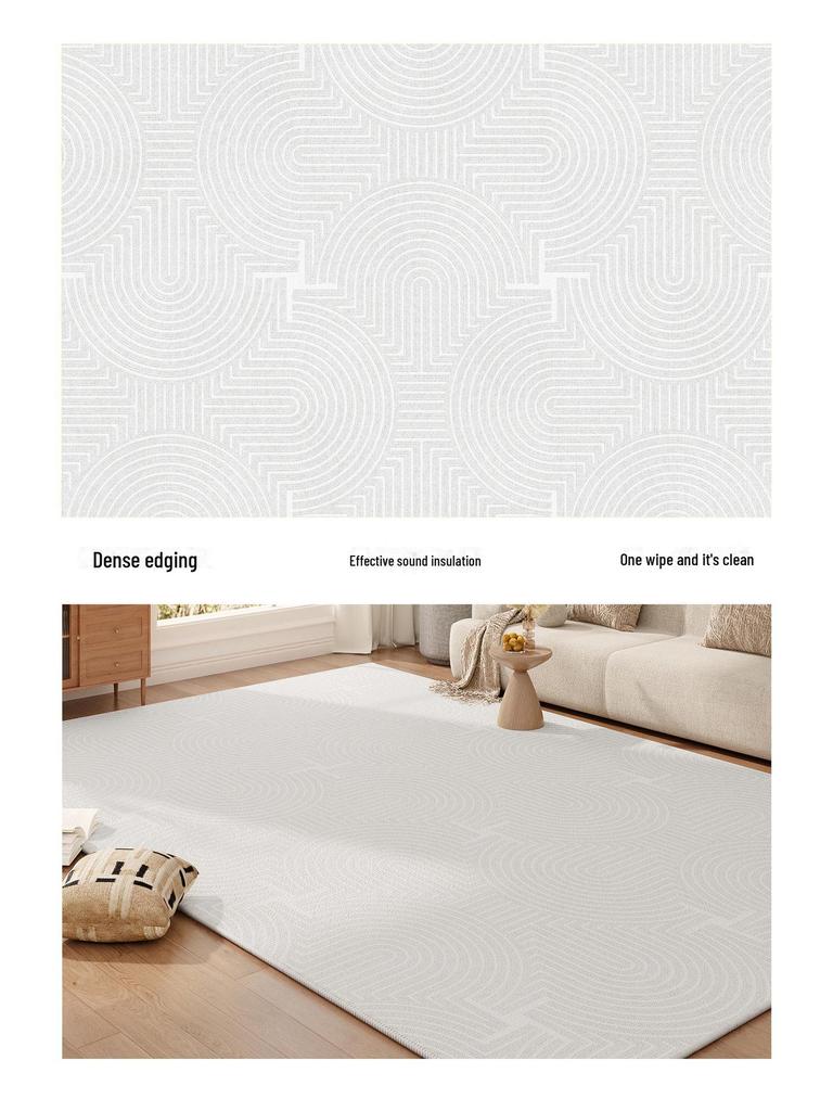 2024 Роскошный бархатный водонепроницаемый ковер для гостиной - не требует стирки, однотонный, простой дизайн, напольный коврик