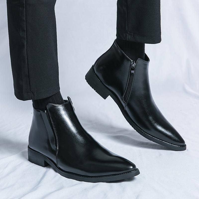 Men’s Motorcycle Boots Retro Street Style Dress Chelsea Boots Tuxedo Wedding Men Fashion Ankle Boots