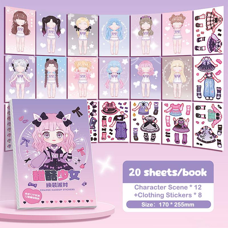 Книга наклеек для переодевания принцесс Сделай сам Девичья гардеробная Листы наклеек для девочек Подарки для вечеринок Справочники Водонепроницаемые наклейки