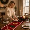 Soft Fabric Christmas Tablecloth Vintage Printed Xmas Table Flag Christmas Table Runner  Christmas