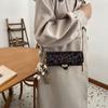 Изысканная винтажная контрастная маленькая женская вечерняя сумка с леопардовым принтом, литературная, в стиле small-fresh, сумка-кроссбоди на цепочке для commuters