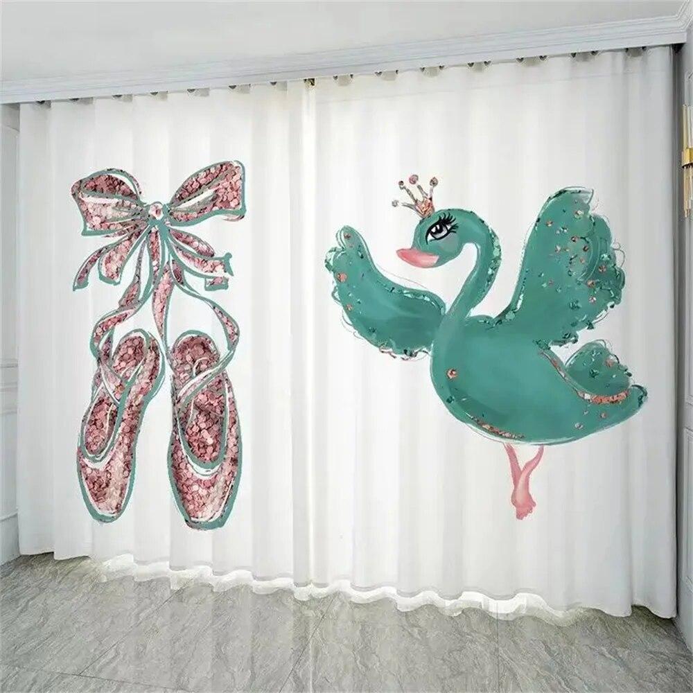 Розовый мультфильм танцующая принцесса Лебедь балетные оконные шторы для гостиной детская спальня ванная комната кухонная дверь домашний декор