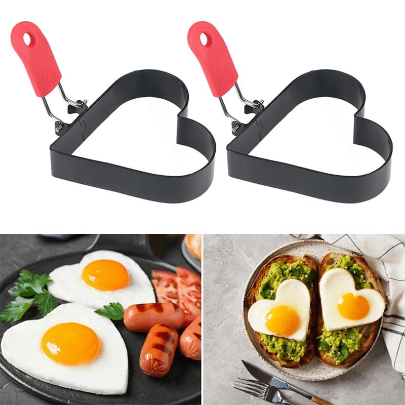 Кольцо для яиц 8,5 дюйма со складной ручкой, нержавеющая сталь, кольца в форме сердца для жарки яиц, английские маффины