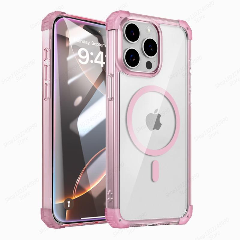 Ударопрочные Магнитные Чехлы Для Телефона Для iPhone 16 14 13 12 11 15 Pro Max 14 15 16 Plus Для Magsafe Беспроводной Зарядки Защитная Крышка