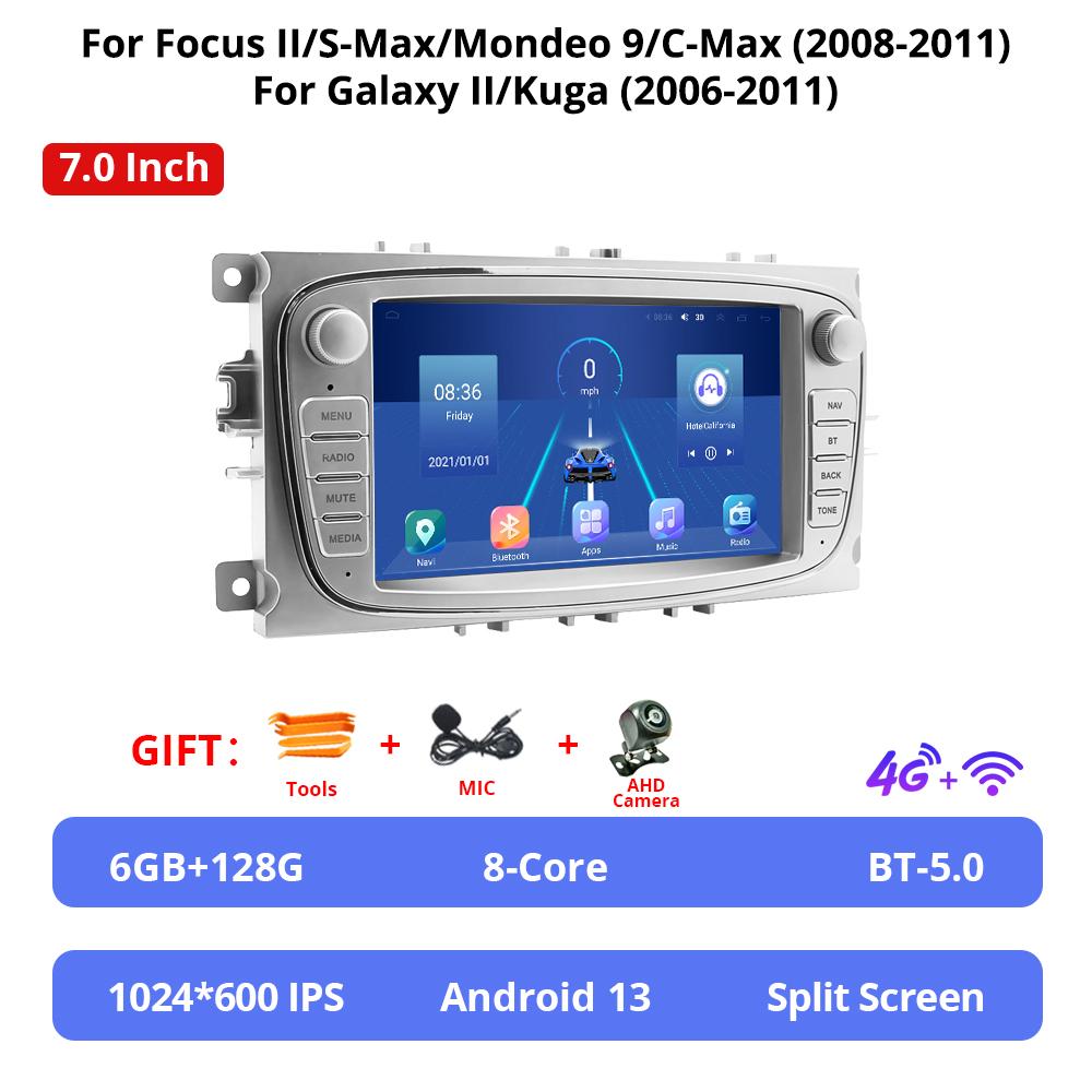 NAVIGUIDE 7'' Android For Ford Focus II S-Max Mondeo 9 C-Max 2008-2011 For Galaxy II Kuga 2006-2011 Car Multimeida Player NO DVD