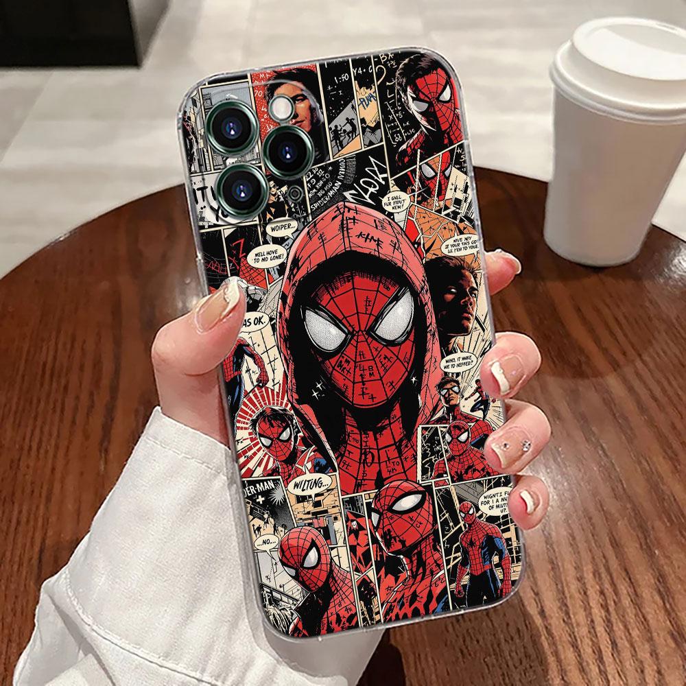 Прозрачный чехол для телефона Spiderman Marvel для iPhone 17 Pro Max 17E 11 12 13 14 15 16 Pro Max 15 Plus 17 Air 16E 7 XS Мягкая крышка