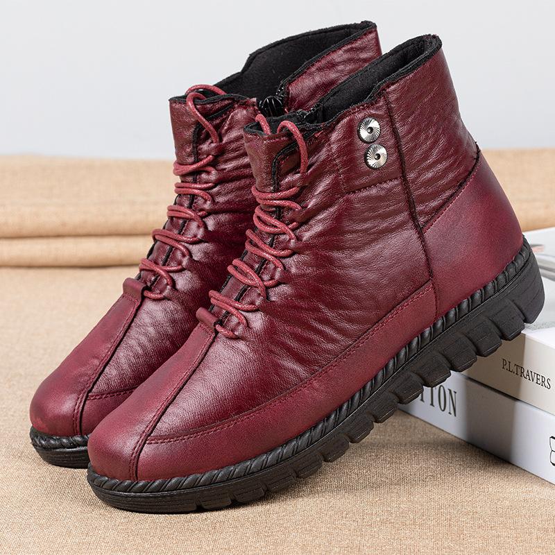 Обувь из полиуретанового хлопка, зимняя женская, старая, пекинская, бархатная, для пожилых женщин, утолщенная, теплая, для матерей среднего и пожилого возраста, зимние сапоги