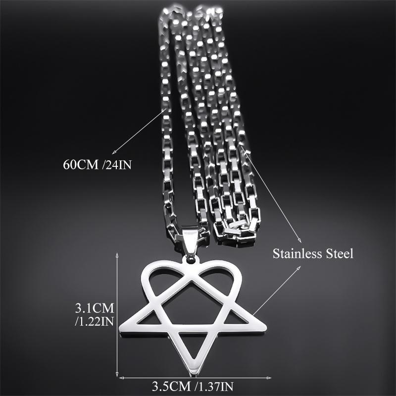 Хип-Хоп Рок Музыка Him Heartagram Звезда Сердце Ожерелье для Женщин Мужчин Нержавеющая Сталь Черный Металл Цепь Готика Панк Ювелирные Изделия