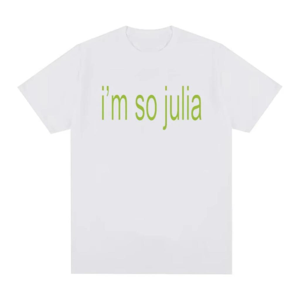 Футболка с принтом 'I'm So Julia' Альбом Charli XCX Brat 2024 Модная футболка для мужчин и женщин Harajuku Хлопковые повседневные футболки