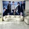 Ateez Poster Wall Tapestry Aesthetic Wall Hanging Printed Fabric Blanket Decorative Tapestries for Bedroom Living Room Home Decor