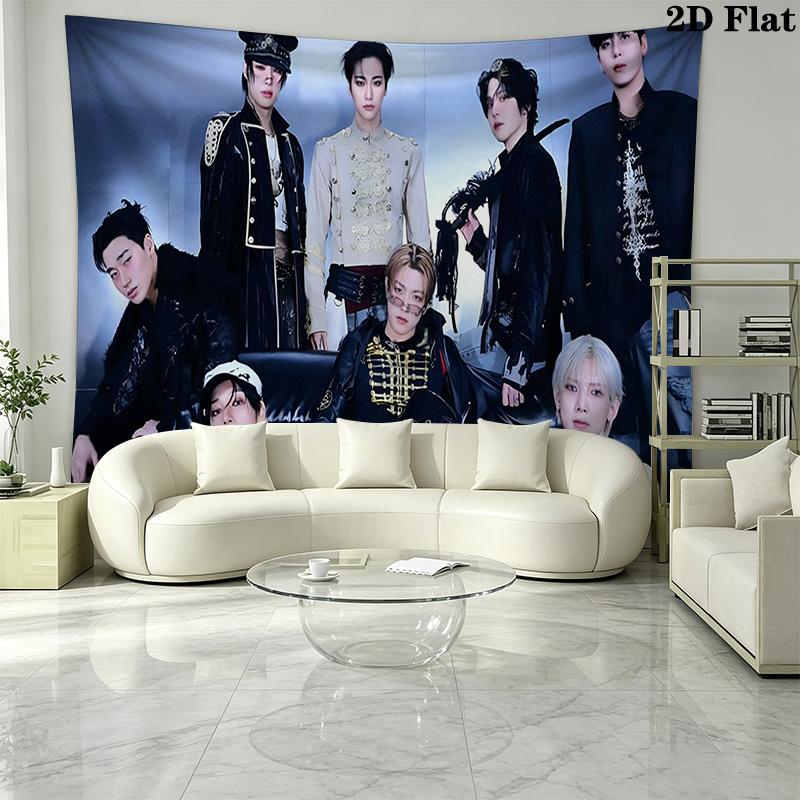 Ateez Poster Wall Tapestry Aesthetic Wall Hanging Printed Fabric Blanket Decorative Tapestries for Bedroom Living Room Home Decor