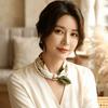 Floral Print Magnetic Pearl Buckle Silk Bandana Multifunctional Neck Scarf Square Silk Scarf  Daily