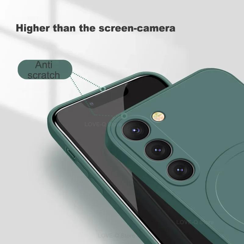 Магнитный силиконовый чехол, совместимый с MagSafe, для Samsung Galaxy S24 и S23 Ultra