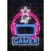 Gaming Colorful Line Art Poster Canvas Printing Decor Play Game Quotes Wall Decor for Gaming Room Boys Room Decoration Line Art