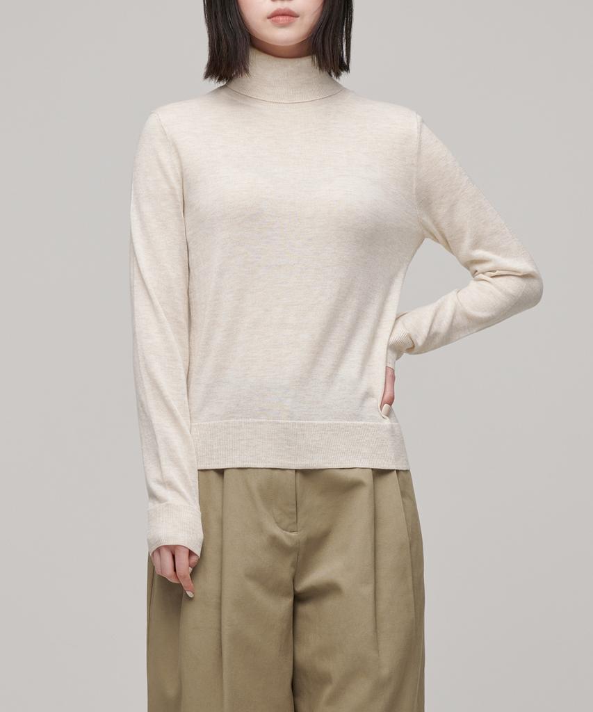 MUSINSA STANDARD WOMAN Women'S Merino Wool Blend High-Gauge Turtleneck Knit [Oatmeal]