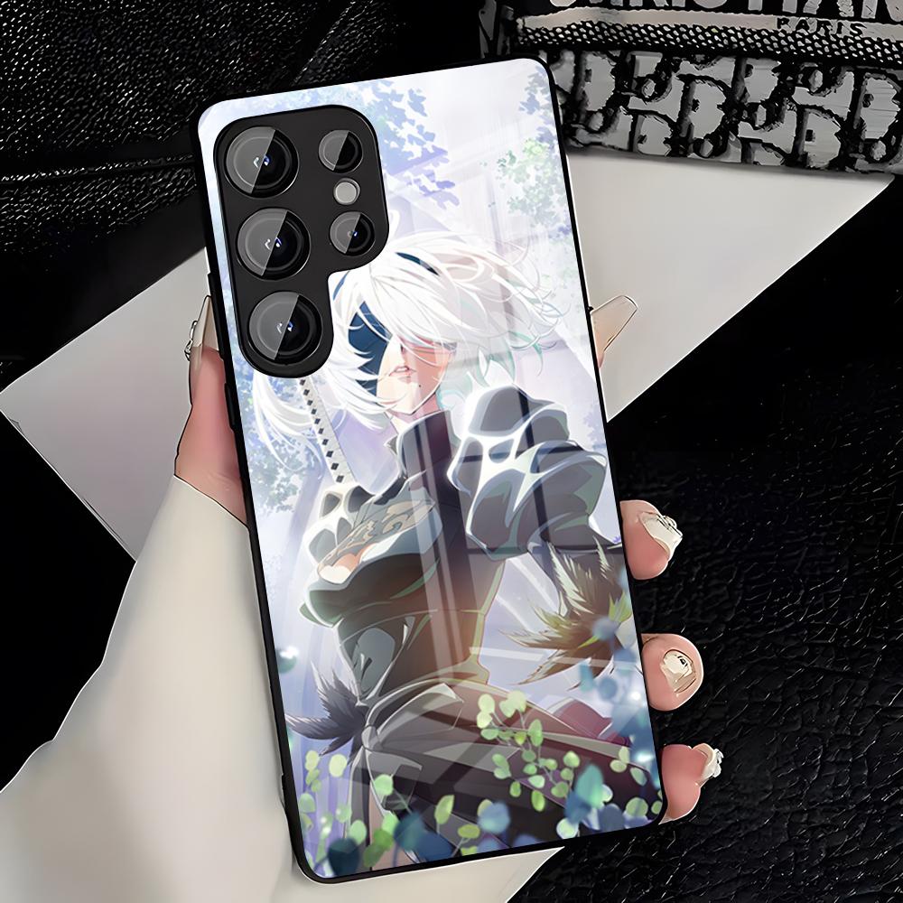Чехол для телефона N-NieR Automata 2B для Samsung S26 S25 Plus S20 S20 Plus S22 Ultra S23 FE S21 Plus S21 Ultra Стеклянная крышка