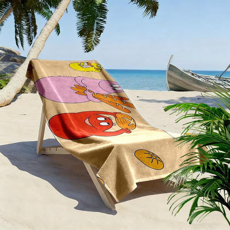 Barbapapa Print Beach Towel, Large Soft Quick Dry Towel for Beach Camping Swimming