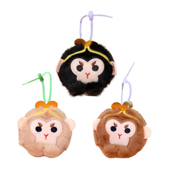 Мягкая игрушка-брелок в виде плюшевой куклы Сунь Укун, милый мультяшный дизайн головы обезьяны, плюшевая игрушка-король обезьян, забавный подарок для мальчиков и девочек