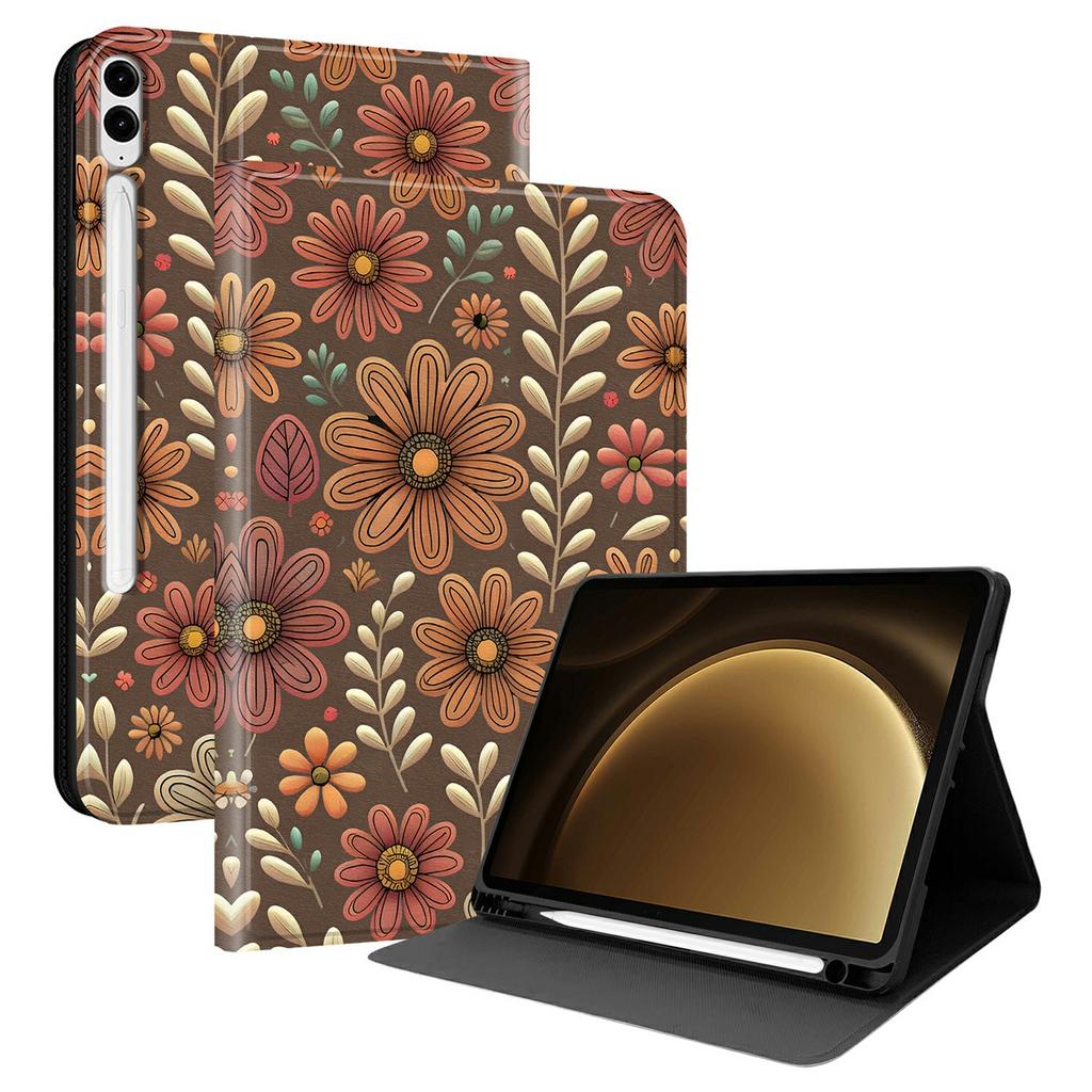PU Leather Case For Samsung Galaxy Tab S10+ / Tab S9 FE+ Pattern Print Tablet Cover Stand with Pen Slot (Stylus Not Included)