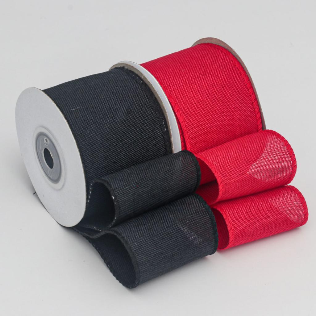 Decorative Romantic and Cozy Solid Color Christmas Day Decoration Ribbon Plaid Ribbon Imitation Hemp Ribbon Wire Edge Imitation Hemp Woven Ribbon