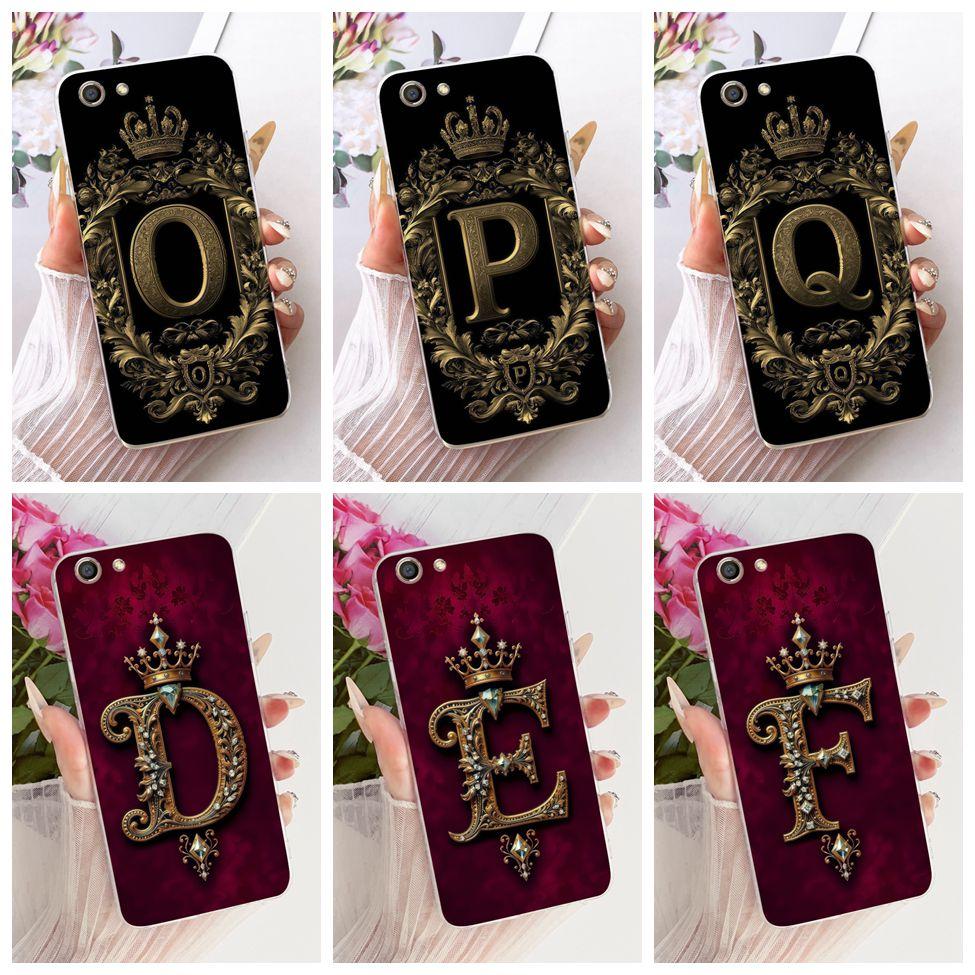 Transparent For Oppo F3 CPH1609 Cover For Oppo F3 Case Aesthetic Luxury Crown A-Z Letters 2D Flat Pattern Soft Phone Case
