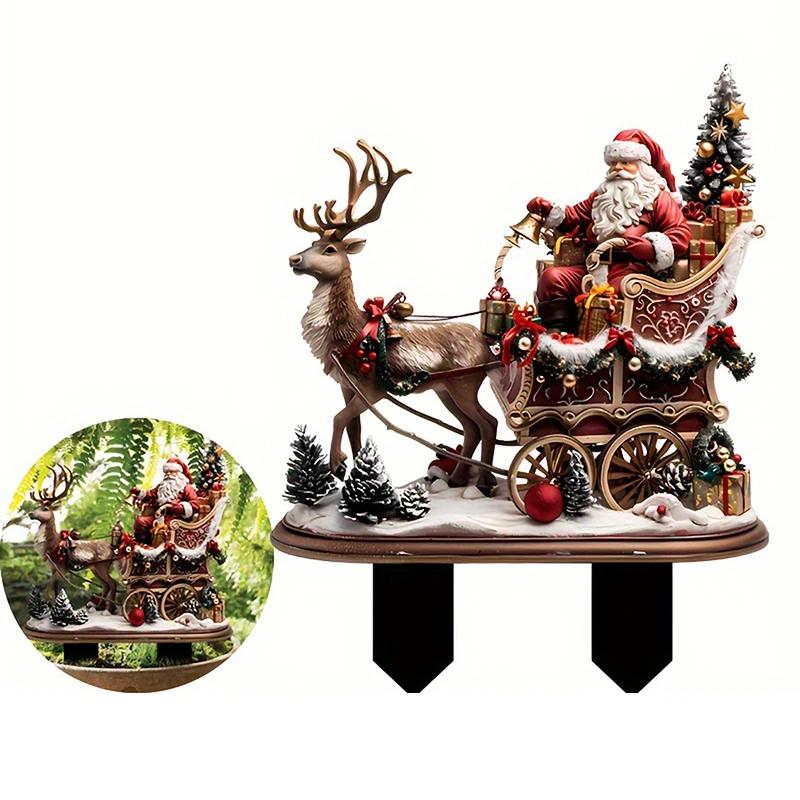 Рождественские садовые колья, милые фигурки оленей и Санты, реалистичные украшения для ландшафтного дизайна, аксессуары для украшения двора на открытом воздухе