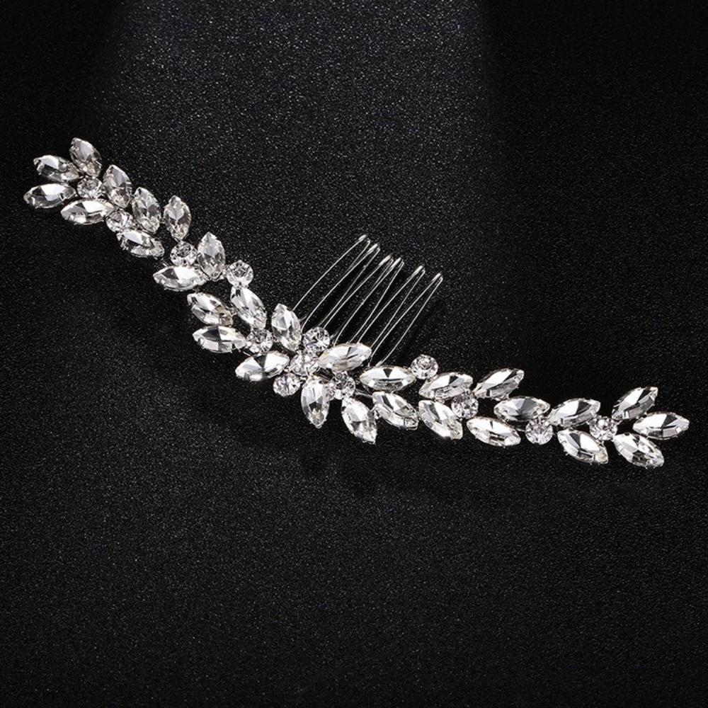 Silver Rhinestone Hairpin Geometric Hair Clip Elegant Toothed Insert Comb  Women