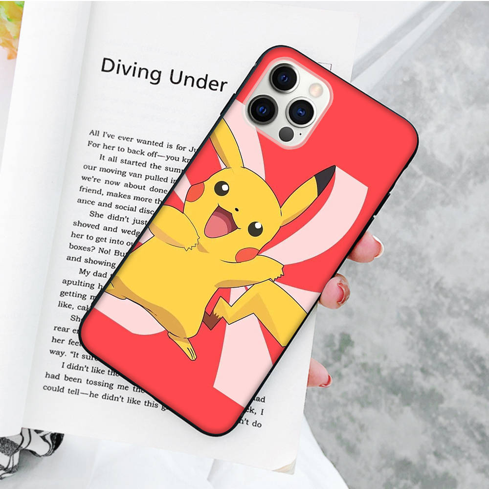 JP35 Pikachu Black Soft Case for Xiaomi Poco X6 X4 M5 M6 F5 F6 C65 C55 C50 C51 C40 Pro Redmi 14C A3X 13C 12C 11T 10A 9C Note 7 6 8A Plus