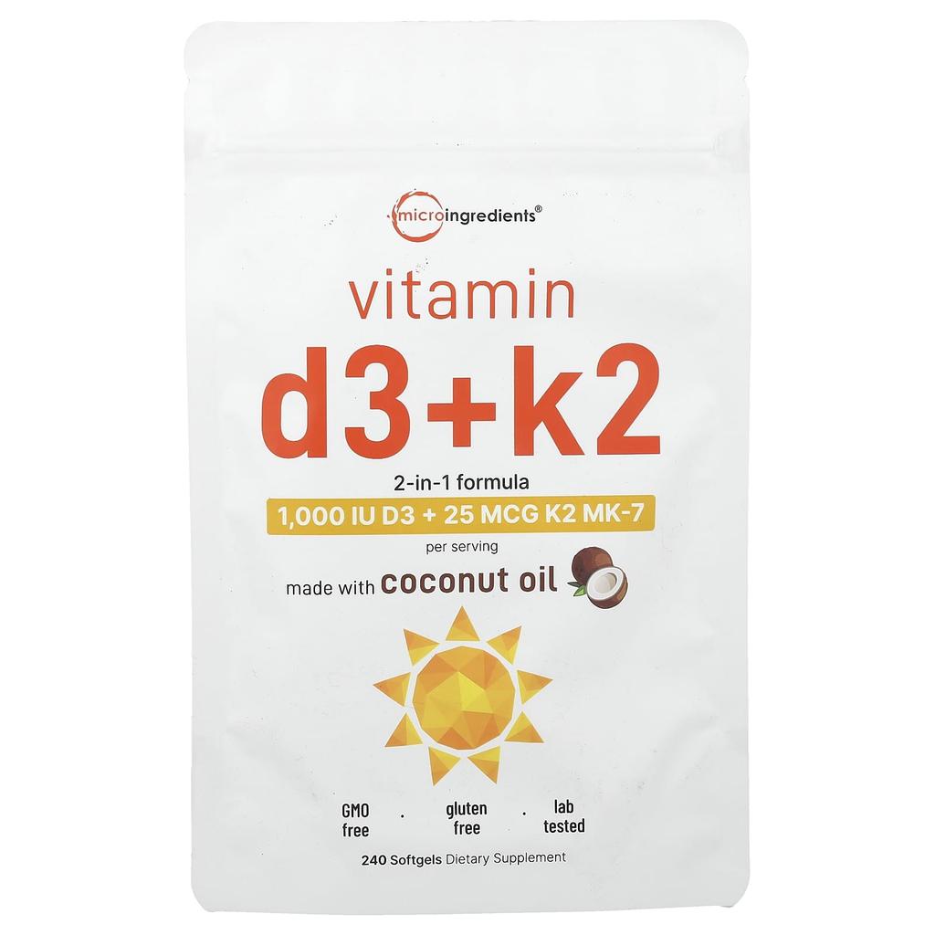 Micro Ingredients Vitamin D3 + K2, 240 Softgels