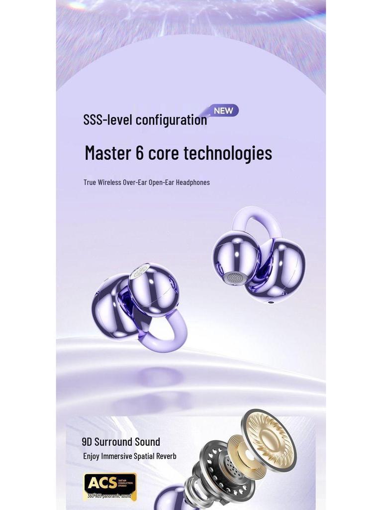 S480 Wireless Bluetooth Headset: Stylish Clip-On, High-Quality Sound, Long Battery, Ideal for Sports & Running.