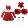 Костюм черлидинга для девочек, платье Cheer Leader с блестками и длинными рукавами, комплект с помпонами, вечеринка на Хэллоуин, день рождения