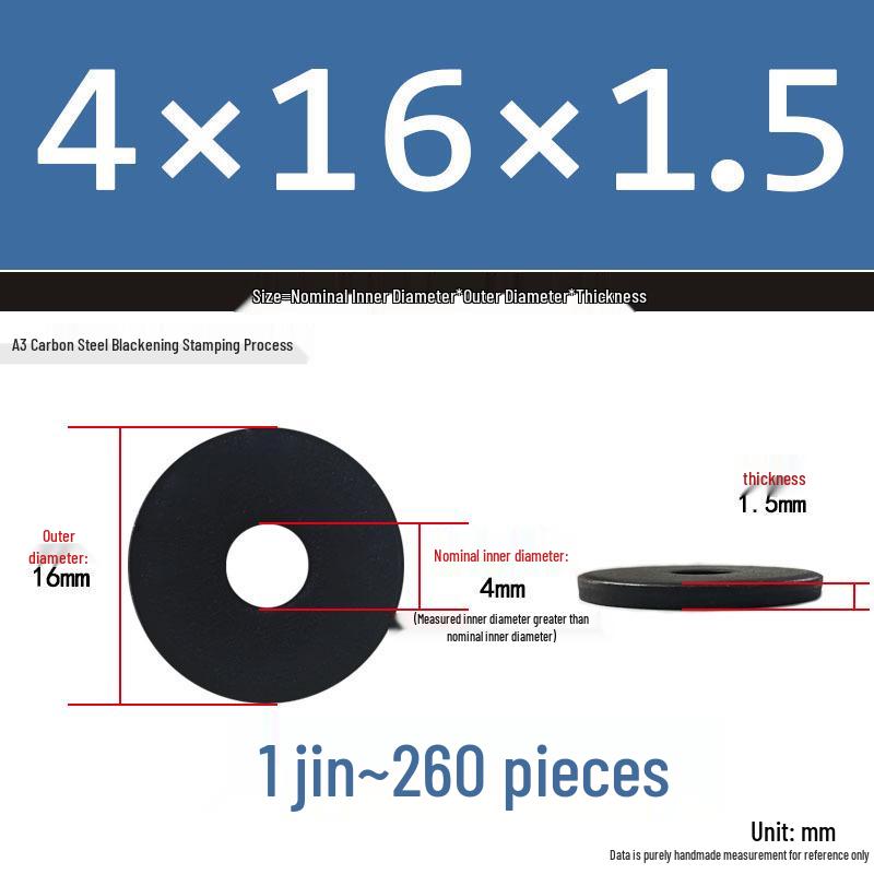 Black Oversized Thickened Round Metal Flat Washer Spacer for Home Use