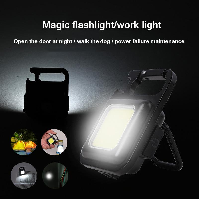 Portable Mini LED Flashlight Work Light Pocket Flashlight Key Chain Pocket Outdoor USB Mini Lamp Cob Work Light Camping Lantern
