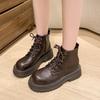 4 см модный зарубежный стиль осенний стиль колледжа женские ботинки мартин на шнуровке нескользящие с круглым носком модная Европа