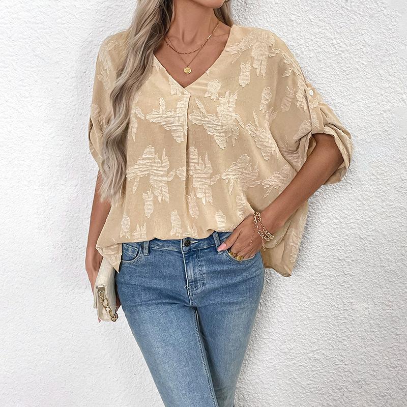 YYFS Women's Fashion Casual Summer Spring Short Sleeve V-Neck Blouses & Shirts