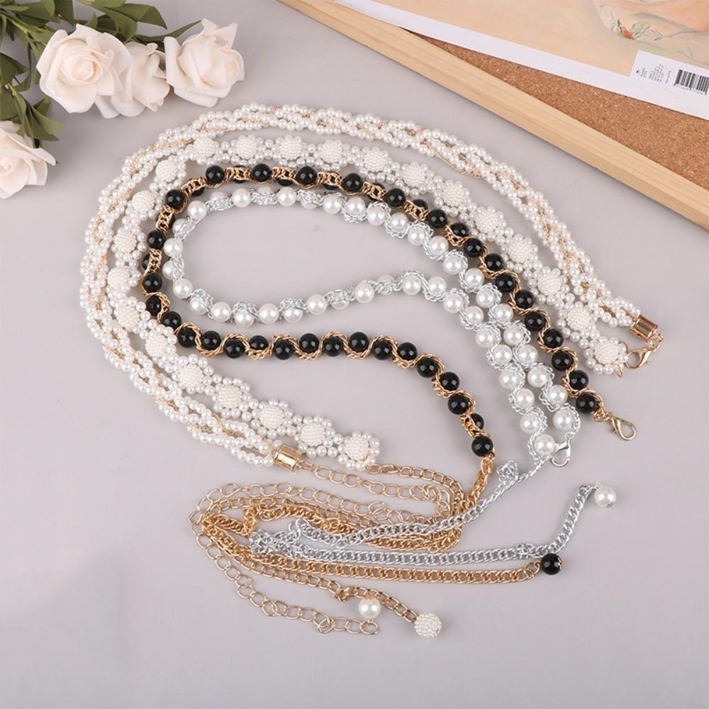 Elastic Buckle Pearl Waist Chain Pearl Decoration Pearl Belt Accessory Dress Accessories