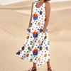Women's Summer Casual Fashion Easter Printed Sleeveless Round Neck Pocket Dress