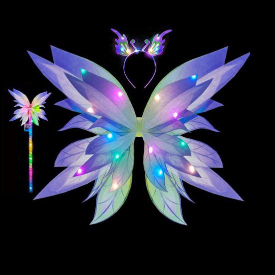 Очаровательные светящиеся крылья бабочки, светящийся костюм феи, подарок для косплея, универсальное светящееся крыло для девочек
