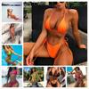 Summer Women Girls Bikini Set Swimwear Pushup Bandage Beachwear Solid Swimsuit