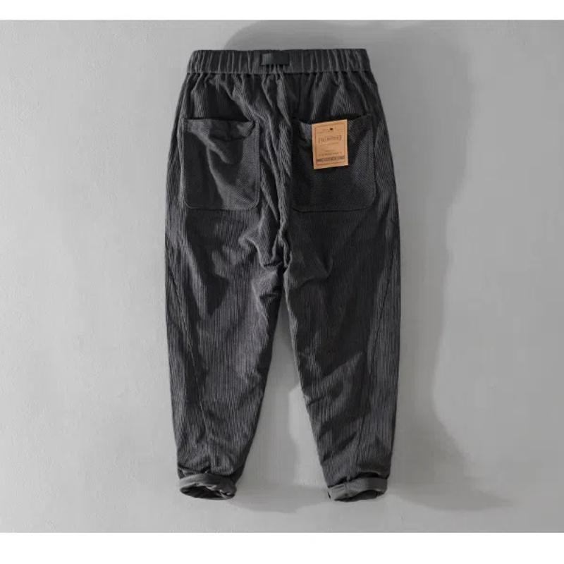 Осенние мужские брюки в стиле ретро, вельветовые брюки, повседневные длинные брюки с эластичной резинкой на талии, прямые мужские брюки