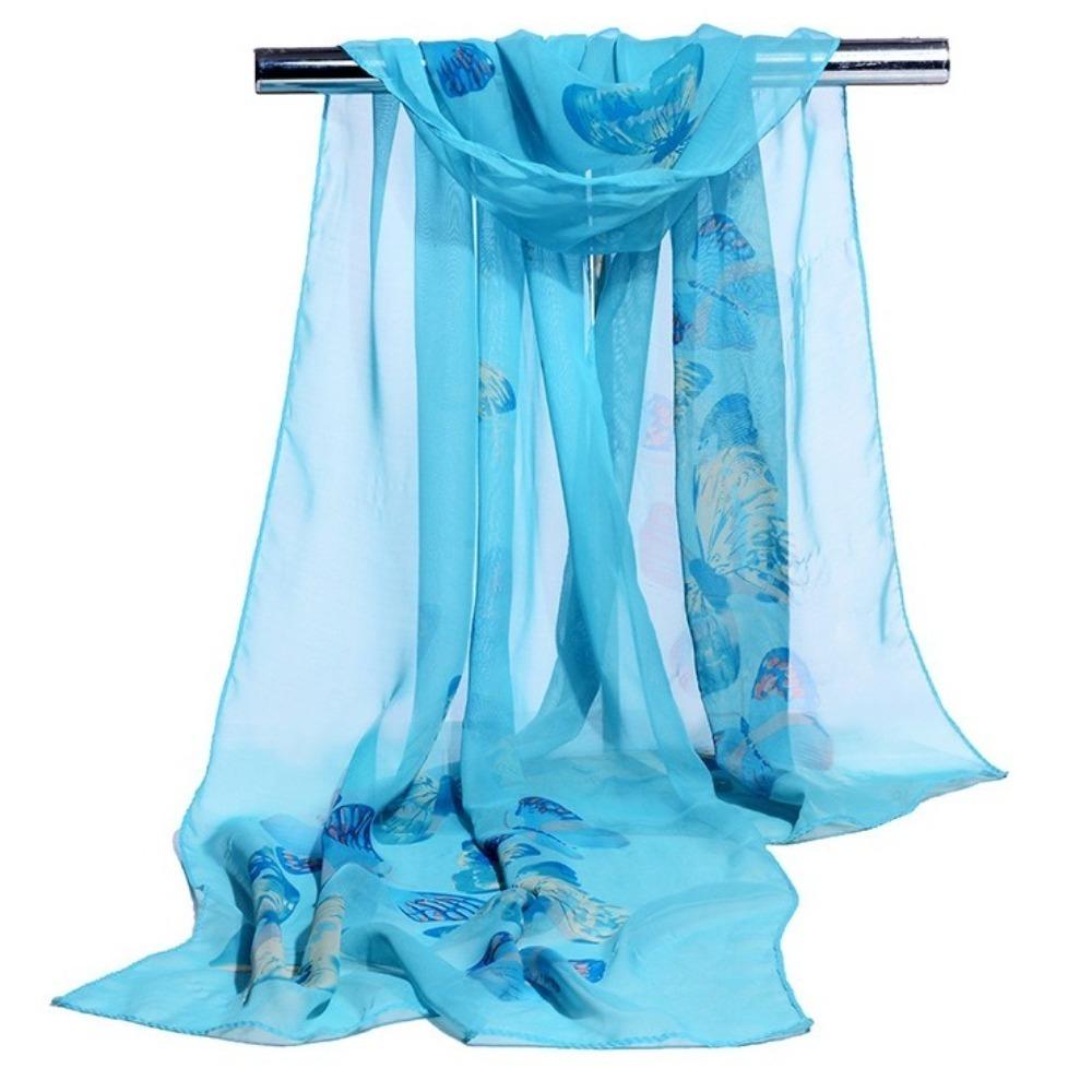 Sun Protection Shawl Silk Flower Print Wrap Hijab Fashion Long Chiffon Scarf Women