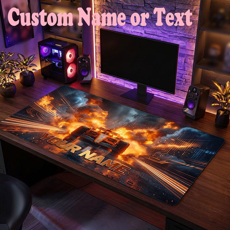 Lando Norris Customized Name Text Mouse Pad, Large Desk Mouse Mat Personalized Home Office Present