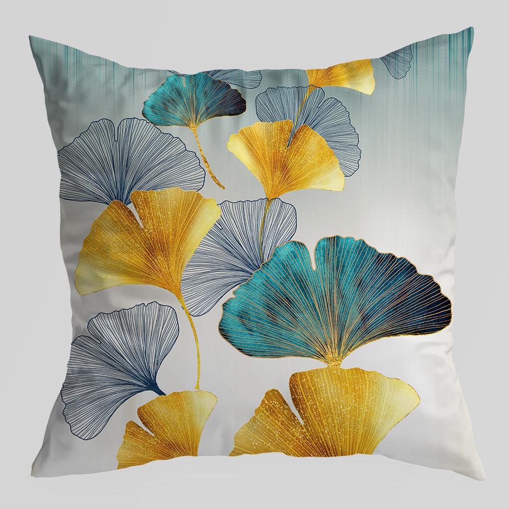 Новый тип домашней ткани, наволочка и чехол для подушки с принтом листьев гинкго зеленого и золотого цвета