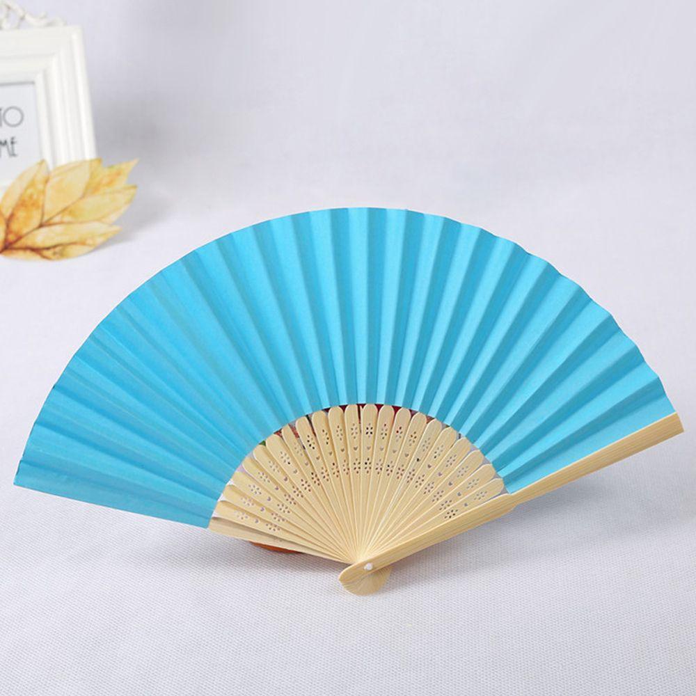 Wedding Chinese Style Party Solid Color Folding Paper Fan Photo Prop Tool Hand Held Fan Dance Fan
