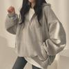Women's Oversized Korean Zipper Sweatshirt - Spring/Autumn/Winter, Plus Velvet, Trendy 2022