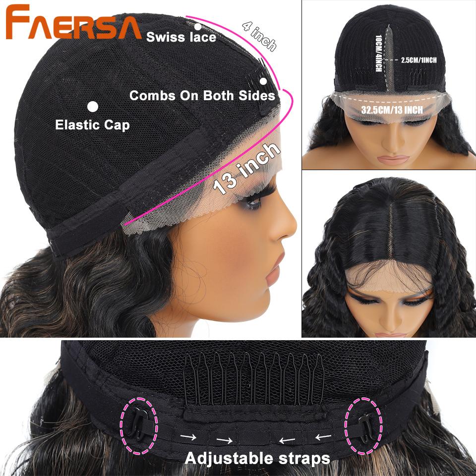 Synthetic Lace Wigs For Black Women Long Body Wave Lace Front Wig Brown Ombre Blond Wigs Heat Resistant Curly Wig