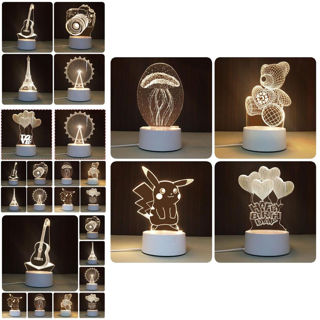 USB Настольная лампа с акриловой панелью с 3D-эффектом и светодиодной подсветкой для праздничного декора