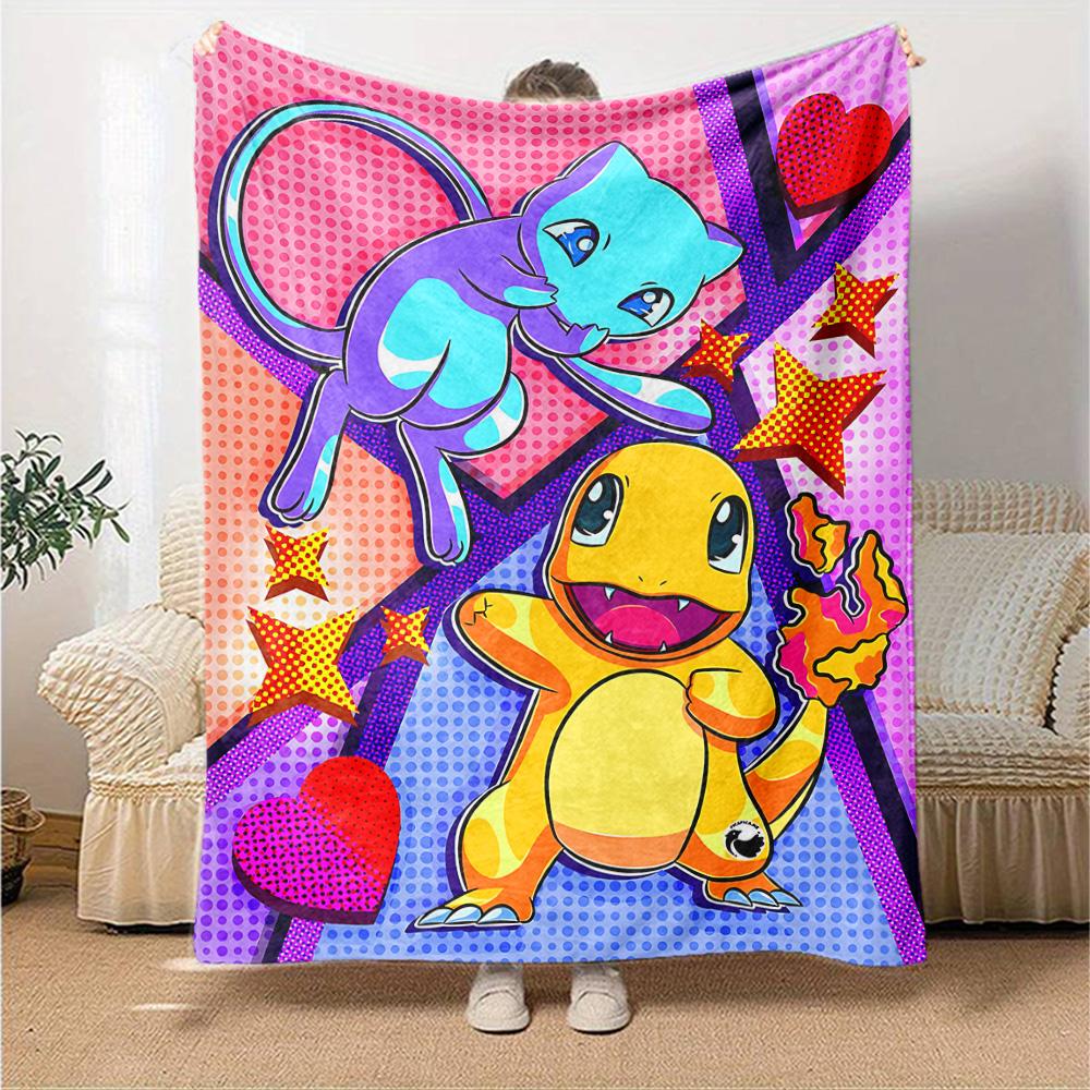 Pokemon Love Story Flannel Blanket Super Soft Warm Cozy Blanket For Sofa Bed Office Travel Allseason Home Decor Gift